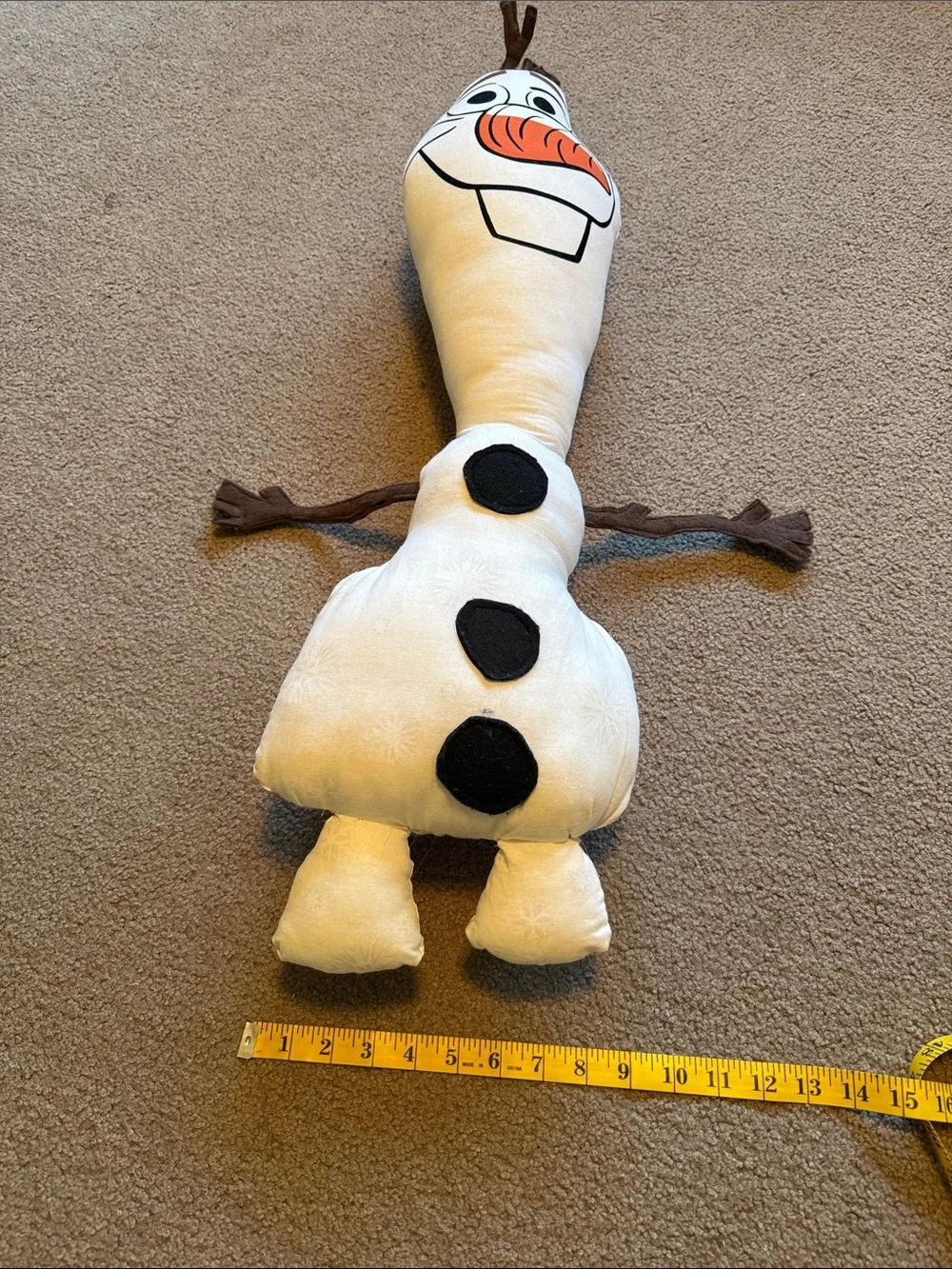 Olaf Plush Pillow - White, Black, Orange